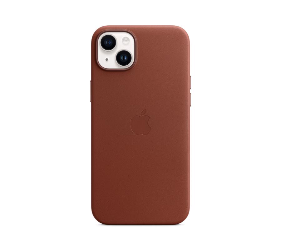 iphone 14 plus leather case with magsafe umber